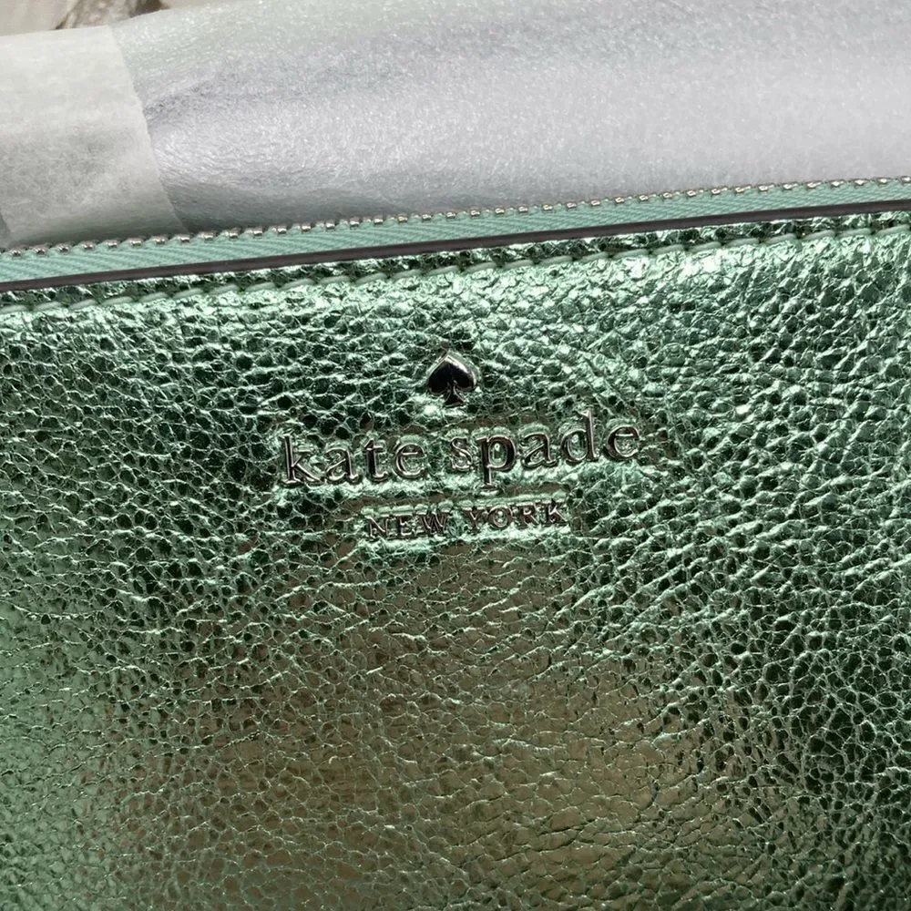 Kate Spade Lucy Metallic Small L-zip Wristlet Bag Wallet Purse